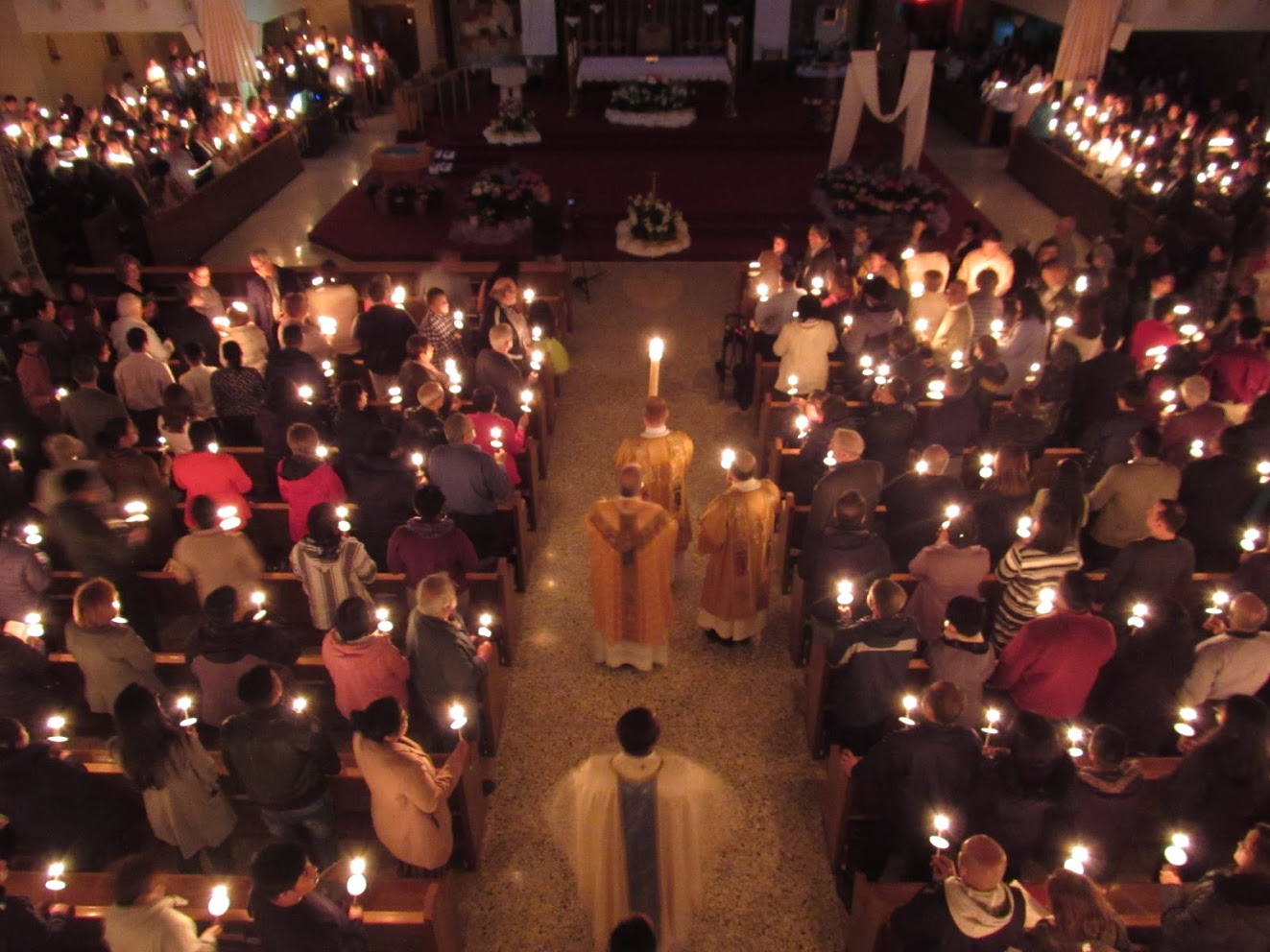 Candles during Easter vigil