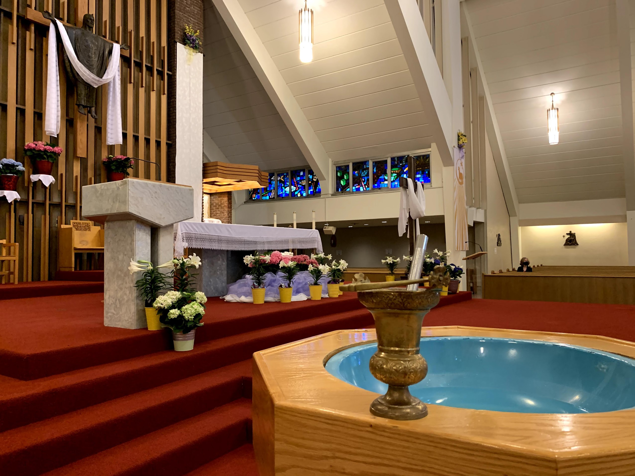 Side view of the Altar and Baptismal Font